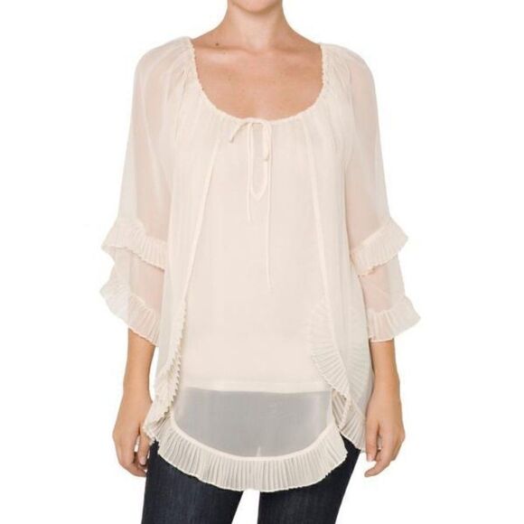 Ella Moss Nude Silk Blouse with Camisole (XS) - Picture 1 of 11